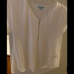 White zip up blouse